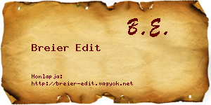 Breier Edit névjegykártya